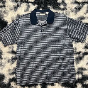 Men's Geometric Navy Polo Shirt